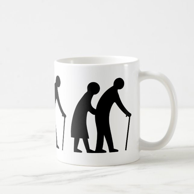 VARNING Äldre Personer - UK Trafikskylt Kaffemugg (Höger)