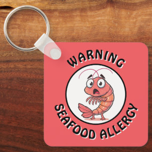 Varning Allvarlig allergi mot skaldjur Alert Knapp Nyckelring