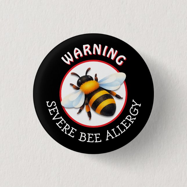 Varning Allvarlig BEE-allergi Varningsknapp Knapp (Framsida)