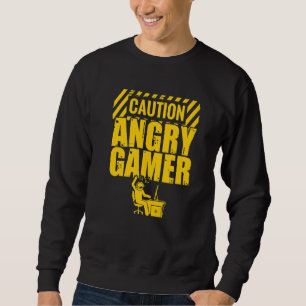 Varning Arg Gamer Video Game Player Pc Console G Lång Ärmad Tröja