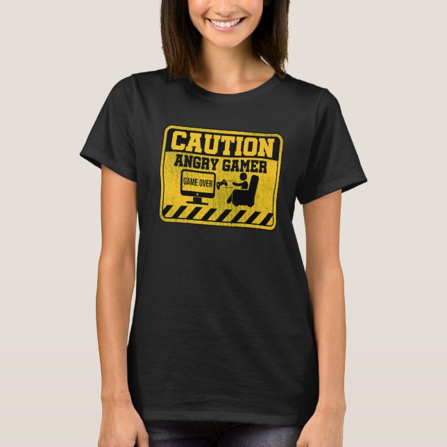 Varning Arg Gamer Video Game Player-spelardatorner T Shirt (Framsida)