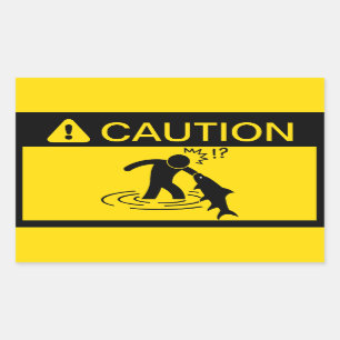 Varning: Attacker på fisk Rektangulärt Klistermärke