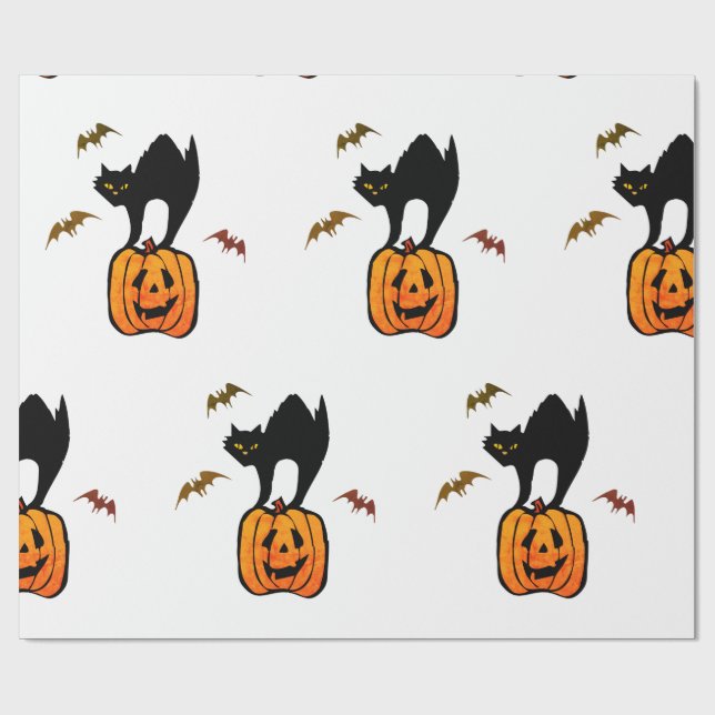 VARNING AV PAPPER SKARDY CAT MED PUMPKIN OCH FLADD PRESENTPAPPER (Platt)