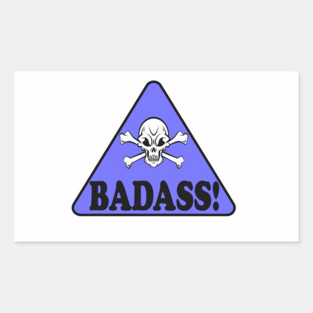 Varning!Badass Rektangulärt Klistermärke (Framsida)