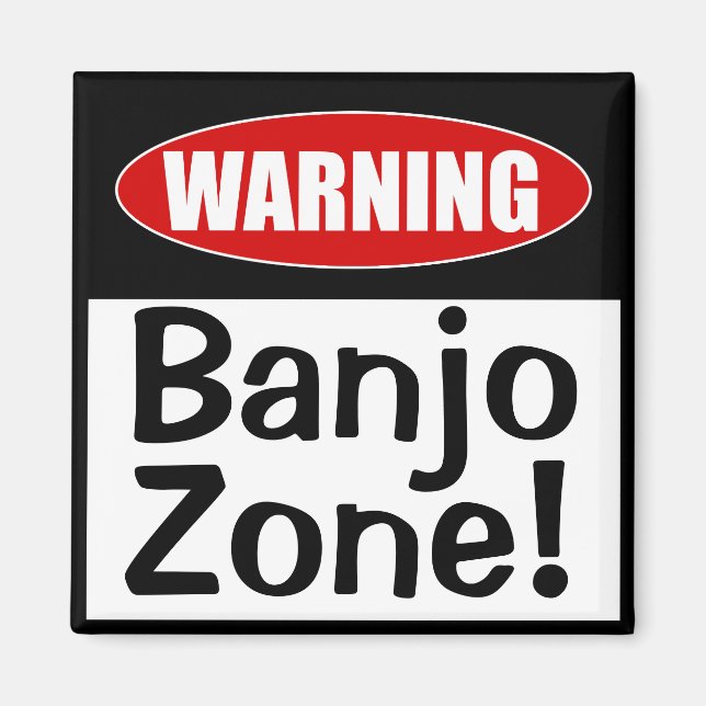 Varning Banjo Zon! Funny Musical Joke Magnet (Framsidan)