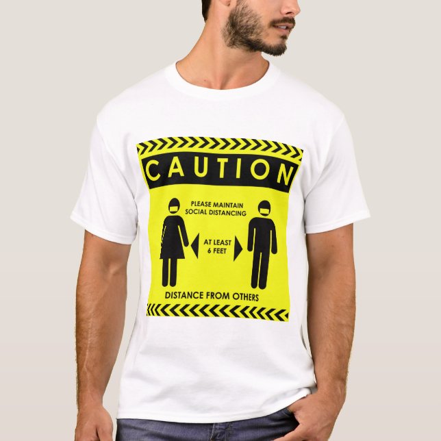 VARNING Behåll Social Avstånd T Shirt (Framsida)