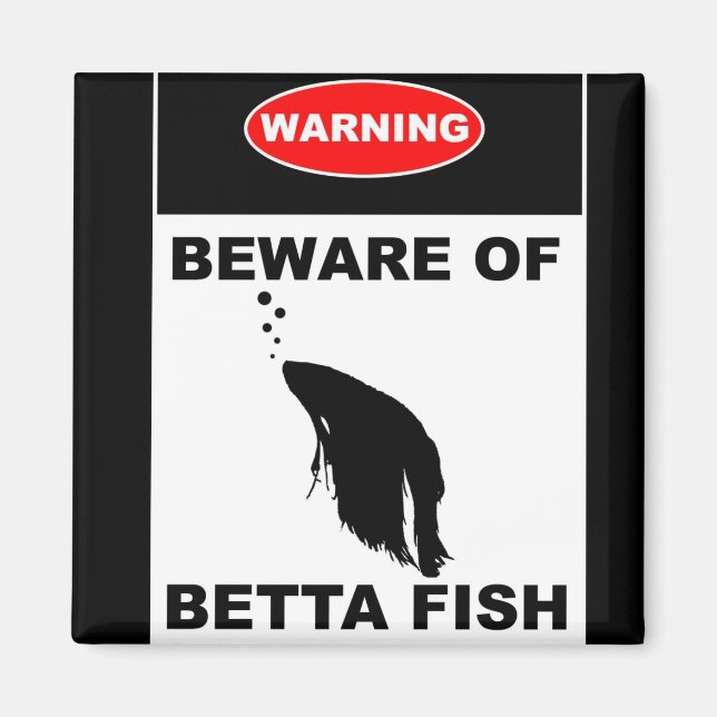 "VARNING: BEKÄMPNING AV BETTA FISH"-teckenmagnet Magnet (Framsidan)