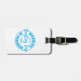 Varning Besties Resa i Progress Blue on White Bagagebricka