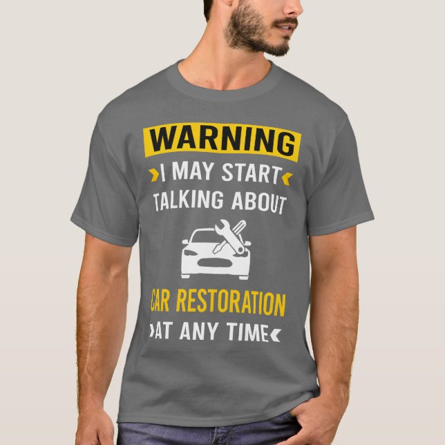 Varning Bilrestaurering retro pojkgåva T Shirt (Framsida)