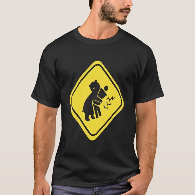 Varning Björn Knuffar T Shirt (Framsida)