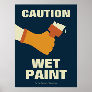 Varning Blöt Paint Workplace Health & Safety Retro Poster