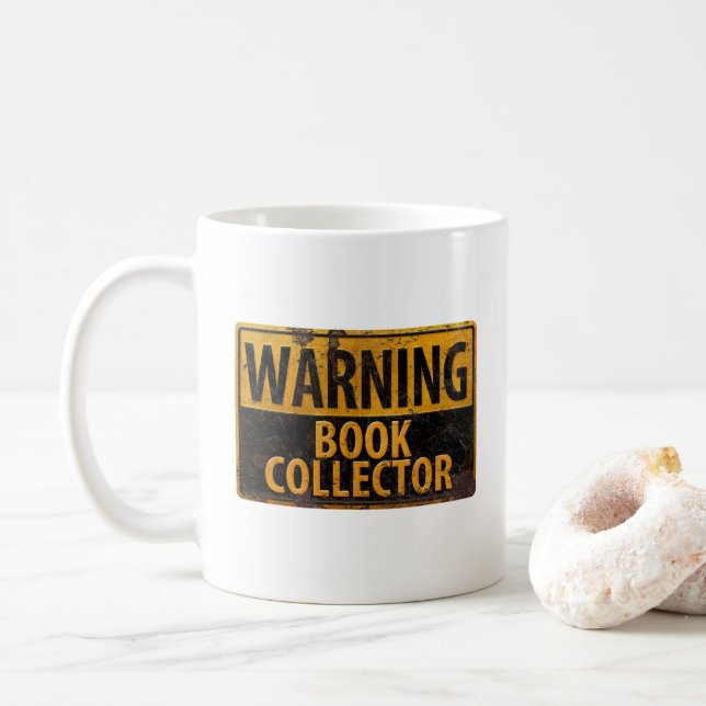 VARNING BOK COLLECTOR - Varningsskylt för Metall Kaffemugg (Med munk)