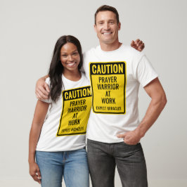 VARNING Bönskrigare Mirakel Gul Vit Rolig T Shirt