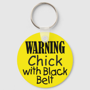 Varning Chick med Bälte-nyckelkedjan i svart Nyckelring