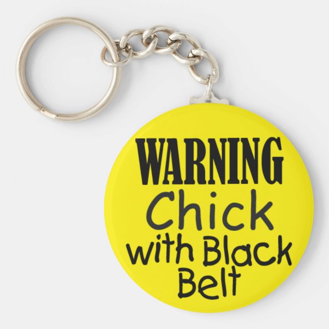 Varning Chick med Bälte-nyckelkedjan i svart Nyckelring (Framsidan)