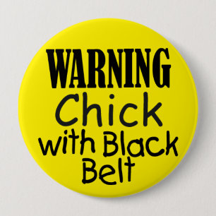 Varning Chick med knappen Black Bälte Knapp