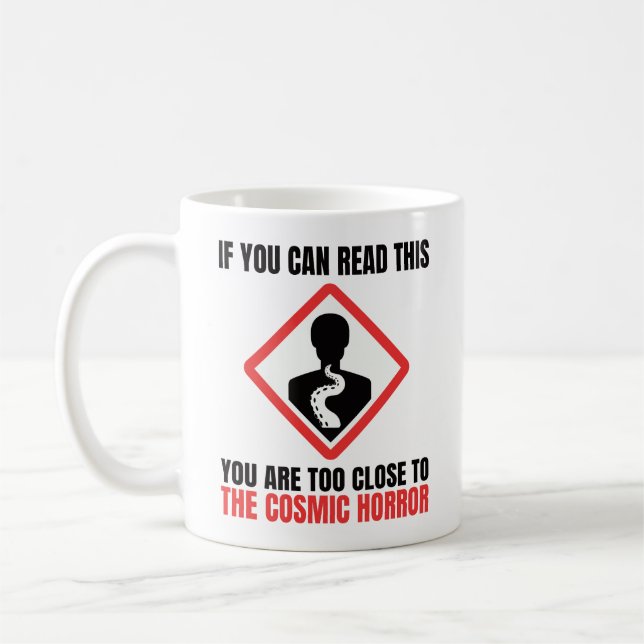 Varning Cosmic Horror Cthulhu Lovecraft Kaffemugg (Vänster)