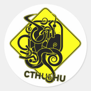 Varning: Cthulhu Stickers Runt Klistermärke