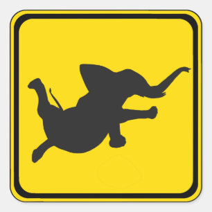 Varning: Dancing Elephant Xing! Fyrkantigt Klistermärke