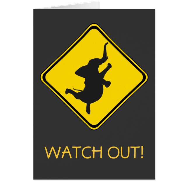 Varning: Dancing Elephant Xing! Hälsningskort (Framsidan)