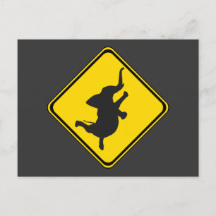 Varning: Dancing Elephant Xing! Vykort