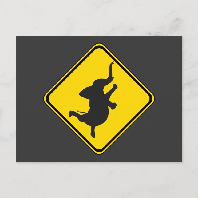 Varning: Dancing Elephant Xing! Vykort (Framsida)