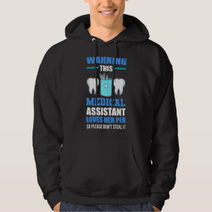 Varning Dental Assistant Kärlek Hennes penna Tandv Hoodie