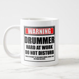 Varning Drummer Hard in Work stör inte Jumbo Mugg
