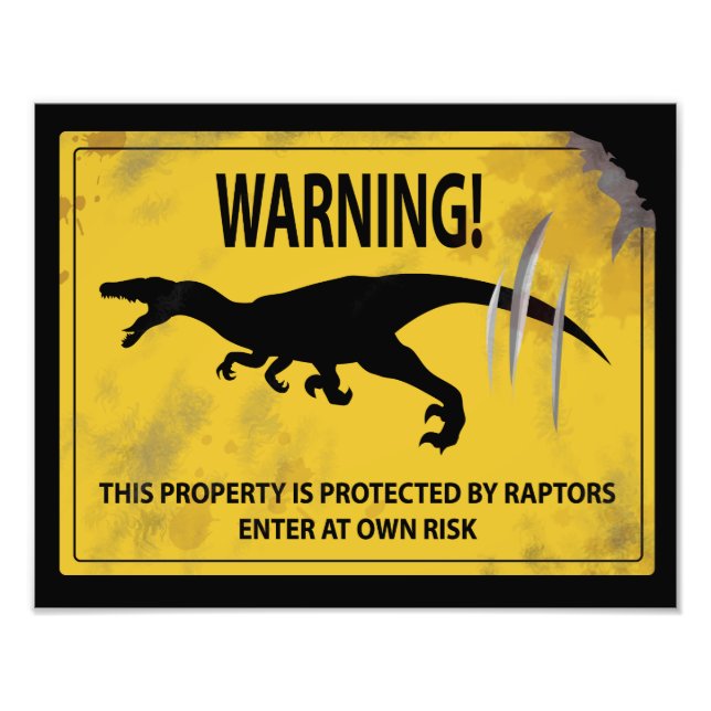 Varning! Egendom skyddas av Raptors Fototryck (Framsidan)