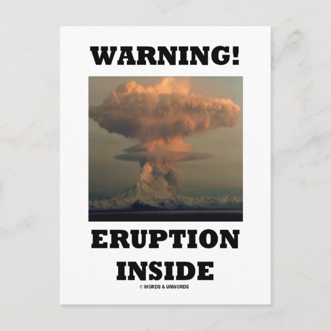 Varning! Eruption Inside (Earth Geology) Vykort (Framsida)