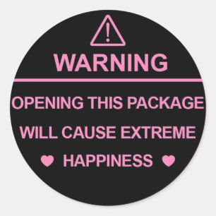 Varning: Extreme Happiness Sticker Runt Klistermärke