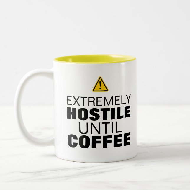 Varning: Extremt fientligt fram till kaffet - roli Två-Tonad Mugg (Vänster)