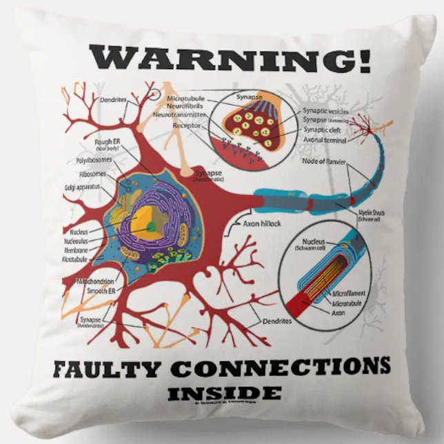 Varning! Felaktiga anslutningar i Neurs Synapse Kudde (Throw pillow featuring neuron/synapse for anyone with faulty connections inside!)