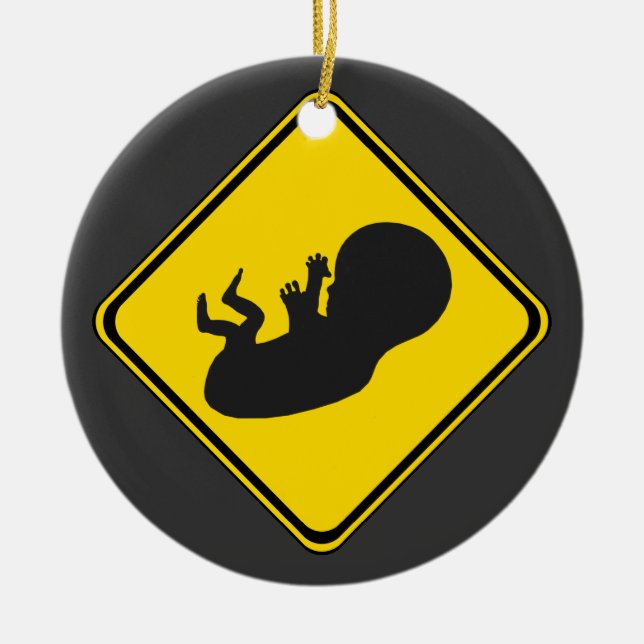 Varning: Fetus Ahead! Julgransprydnad Keramik (Framsidan)