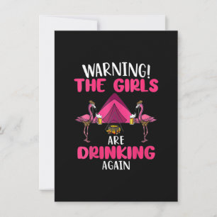 Varning: Flickorna dricker igen Cute Flamingo Inbjudningar