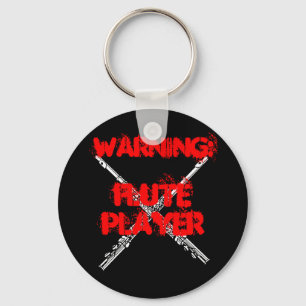 VARNING: Flöjtspelare Keychain Nyckelring