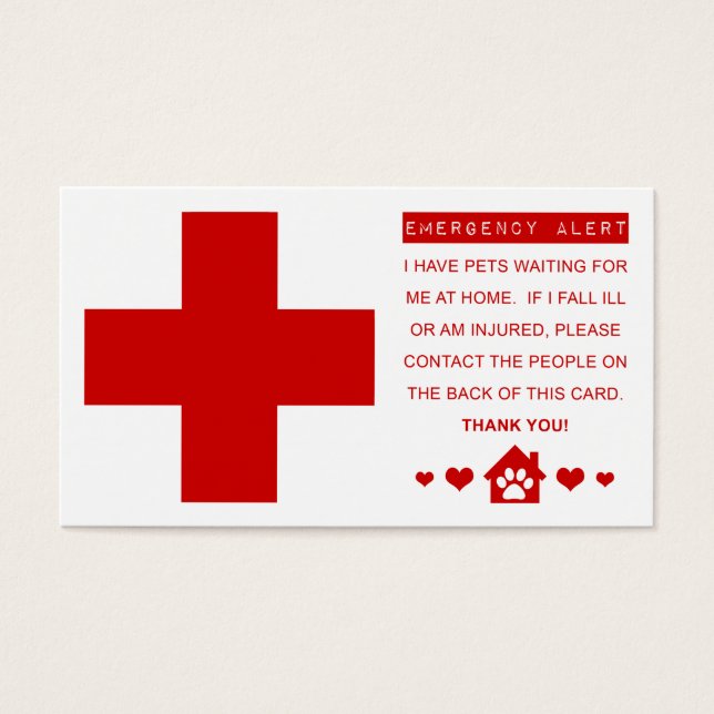 varning för akut av sällskapsdjur visitkort (Framsidan)