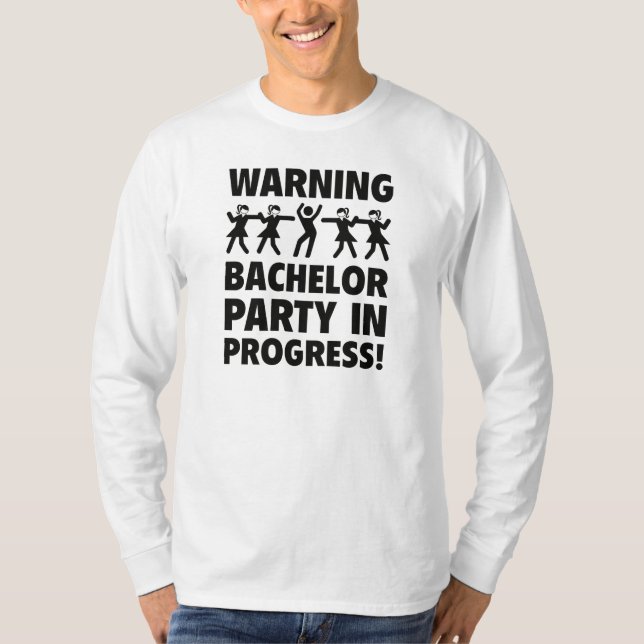 Varning för Bachelor-part pågår T Shirt (Framsida)
