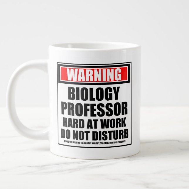 Varning för biologi - professor i hårt arbete jumbo mugg (Vänster)