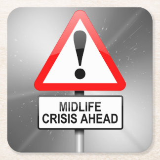 Varning för en kris i livet. underlägg papper kvadrat