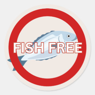 Varning för fiskfri livsmedelsallergi runt klistermärke