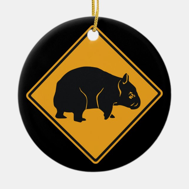 Varning för genomstrykning av wombat julgransprydnad keramik (Framsidan)