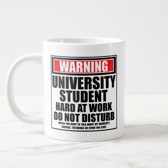 Varning för hårt arbete i Universiteten Student Jumbo Mugg (Vänster)