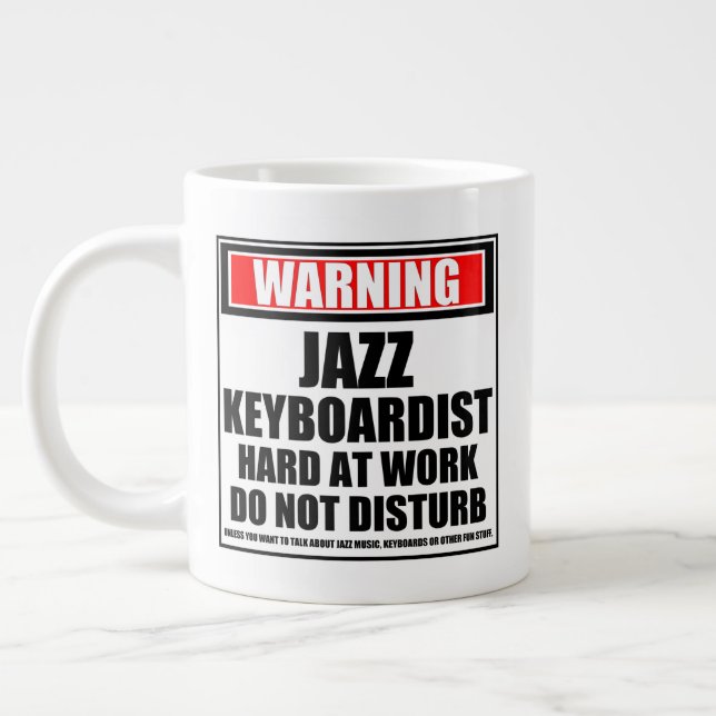 Varning för Jazz Keyboardist hard at Work Jumbo Mugg (Vänster)