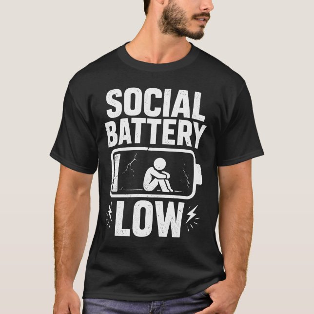 Varning för låg social batterinivå t shirt (Framsida)