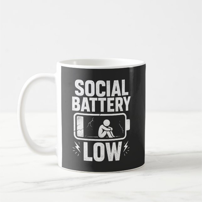 Varning för lågt socialt batteri kaffemugg (Vänster)
