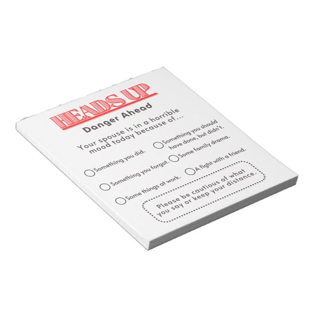 Varning för make/maka anteckningsblock (Vinklad)