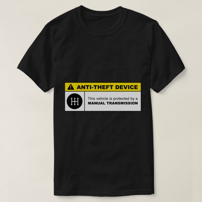Varning för manuell överföring av gult mot stöldsk t shirt (Design framsida)
