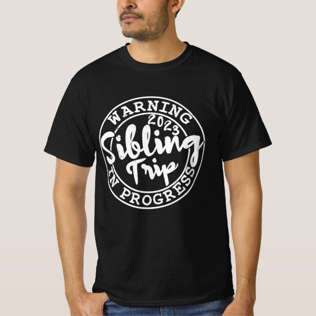 Varning för Syskon Resa i Progress-familjen Reunio T Shirt (Framsida)