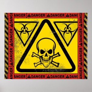 Varning för Toxic Biohazard Skull och CrossBones Poster